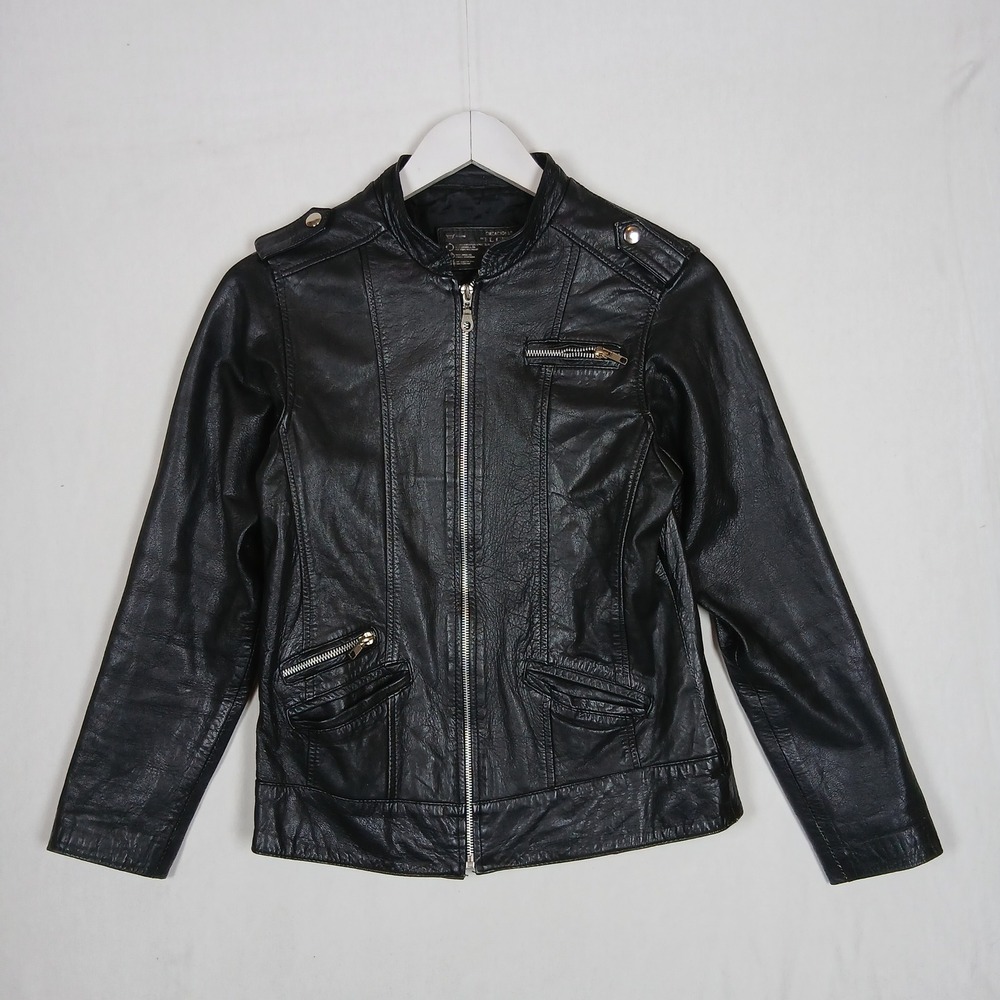 Creaciones El Cepi Black Leather Moto Jacket Size L "Made in Leon, Mexico"